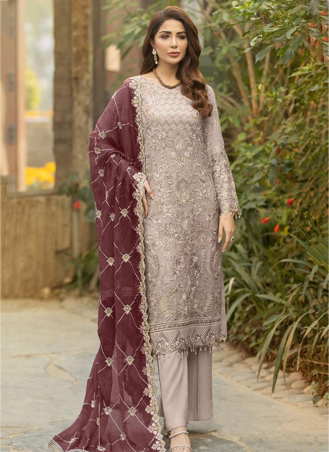 Faux Georgette Brown Festival Wear Embroidery Work Pakistani Suit